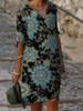Women's Shift Dress Knee Length Dress - Half Sleeve Floral Print Summer V Neck Hot Casual vacation dresses Loose Blue M L XL XXL 3XL