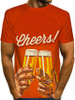 Men's Graphic Beer Plus Size T-shirt Print Short Sleeve Weekend Tops Streetwear Round Neck Black Yellow Orange / Summer