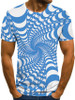 Men's 3D Graphic Plus Size T-shirt Print Short Sleeve Casual Tops Streetwear Exaggerated Round Neck Black Blue Purple / Summer