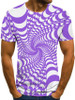 Men's 3D Graphic Plus Size T-shirt Print Short Sleeve Casual Tops Streetwear Exaggerated Round Neck Black Blue Purple / Summer