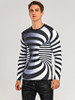Men's Graphic optical illusion Plus Size T-shirt Print Long Sleeve Daily Tops Streetwear Exaggerated Round Neck Rainbow