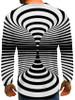 Men's 3D Graphic optical illusion Plus Size T-shirt Print Long Sleeve Daily Tops Round Neck Black / White / Sports