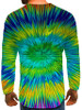 Men's 3D Graphic optical illusion Plus Size T-shirt Print Long Sleeve Daily Tops Round Neck Rainbow / Sports