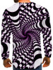 Men's Graphic optical illusion Plus Size T-shirt Print Long Sleeve Daily Tops Basic Exaggerated Round Neck Blue Purple Blushing Pink