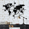 Metal World Map Compass Wall Decor