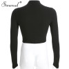 Choker cut sexy long sleeve crop top