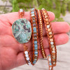Leather Wrap Beaded Boho Bracelet