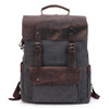 Backpack men waterproof canvas vintage large travel rucksack laptop bag real cow leather college students school bookbag
