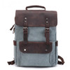 Backpack men waterproof canvas vintage large travel rucksack laptop bag real cow leather college students school bookbag