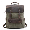 Backpack men waterproof canvas vintage large travel rucksack laptop bag real cow leather college students school bookbag