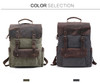Backpack men waterproof canvas vintage large travel rucksack laptop bag real cow leather college students school bookbag