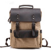 Backpack men waterproof canvas vintage large travel rucksack laptop bag real cow leather college students school bookbag