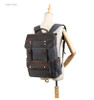 Backpack men waterproof canvas vintage large travel rucksack laptop bag real cow leather college students school bookbag