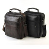 Handbag men genuine real leather shoulder bag classic retro messenger cross body 5 zip practical satchel work business