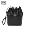 Bag women real leather bucket genuine shoulder handbag