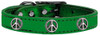 Peace Sign Widget Genuine Metallic Leather Dog Collar
