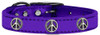 Peace Sign Widget Genuine Metallic Leather Dog Collar