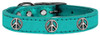 Peace Sign Widget Genuine Metallic Leather Dog Collar