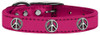 Peace Sign Widget Genuine Metallic Leather Dog Collar