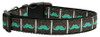 Aqua Moustaches Nylon Dog Collar Medium Narrow