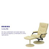 Flash Furniture Contemporary Multi-Position Recliner and Ottoman with Wrapped Base in Cream LeatherSoft