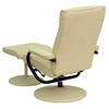 Flash Furniture Contemporary Multi-Position Recliner and Ottoman with Wrapped Base in Cream LeatherSoft