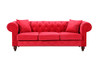 Divano Roma Furniture Velvet Scroll Arm Tufted Button Chesterfield Style Sofa, Red