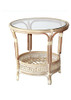 Malibu Set of 2 Chairs Natural Rattan Wicker with Cream Cushions and Round Coffee Table ECO Handmade, Cream