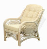 Malibu Set of 2 Chairs Natural Rattan Wicker with Cream Cushions and Round Coffee Table ECO Handmade, Cream