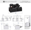 Seatcraft Omega Home Theater Seating - Leather Gel - Power Recline - Power Headrests - USB Charging - Lighted Cup Holders - Center Storage Console (Loveseat, Black)