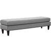 Modway Empress Mid-Century Modern Upholstered Fabric Large Bench, 71" In Light Gray