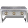 vidaXL Aluminum Aviator Coffee Side Bedside Storage Table Nightstand 3 Drawers