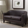Pulaski Brown Faux Leather Upholstered Settee Accent Chair