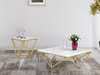 Meridian Furniture Mason Collection Modern | Contemporary Rich Gold Stainless Steel Coffee Table, Stone Top with Marble Veneer, 36" W x 36" D x 14.5" H
