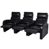 vidaXL Black Artificial Leather 3-Seat Home Theater Recliner Sofa Lounge w/Cup Holder