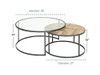 Deco 79 Large Contemporary Metal Glass & Wood Nesting Round Coffee Tables, Set of 2, 2 Piece