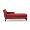 Christopher Knight Home Stormi Mid-Century Modern Fabric Chaise Lounge, Red / Walnut