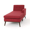 Christopher Knight Home Stormi Mid-Century Modern Fabric Chaise Lounge, Red / Walnut