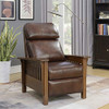 BarcaLounger Mission Manual Push Back Leather Recliner Chair Shoreham Blue