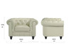 Divano Roma Classic Chesterfield Scroll Arm Tufted Leather Match Accent Chair (Beige)