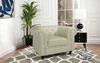 Divano Roma Classic Chesterfield Scroll Arm Tufted Leather Match Accent Chair (Beige)