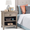 Simpli Home Artisan SOLID WOOD 24 inch Wide Contemporary Bedside Nightstand Table in Distressed Grey
