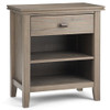 Simpli Home Artisan SOLID WOOD 24 inch Wide Contemporary Bedside Nightstand Table in Distressed Grey