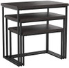 Martin Svensson Home Rustic Collection Solid Wood & Metal 3 Piece Nesting Table, Espresso