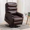 Irene House Dual Motor Lift Chair Recliners for Elderly Infinite Position Dual Power Recliner Up to 300 LBS Soft Leather Electric Power Lift Recliner Chair Sofa with Side Pocket (Red Brown Leather)