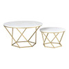 WE Furniture Modern Round Nesting Coffee Accent Table Living Room, Set Of 2, White Marble, Gold WE Furniture Modern Round Nesting Coffee Accent Table Living Room, Set Of 2, White Marble, Gold