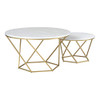 WE Furniture Modern Round Nesting Coffee Accent Table Living Room, Set Of 2, White Marble, Gold WE Furniture Modern Round Nesting Coffee Accent Table Living Room, Set Of 2, White Marble, Gold
