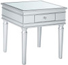 Christopher Knight Home Joyce Modern Mirrored Accent Table with Drawer, Tempered Glass, Silver Firwood Frame