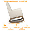 Giantex Upholstered Rocking Chair, Modern High Back Armchair, Comfortable Rocker Fabric Padded Seat Wood Base, Massage Rocking Chair for Nursery (Beige)