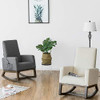 Giantex Upholstered Rocking Chair, Modern High Back Armchair, Comfortable Rocker Fabric Padded Seat Wood Base, Massage Rocking Chair for Nursery (Beige)